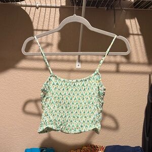 O'Neill Green and White pattern crop top